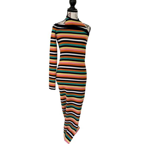 EUC $890 MONSE Multicolor Striped Midi Dress Large - Picture 2 of 13